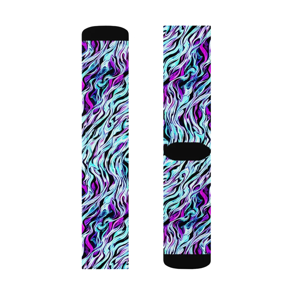 Cyber Zebra on Socks — Left Sock