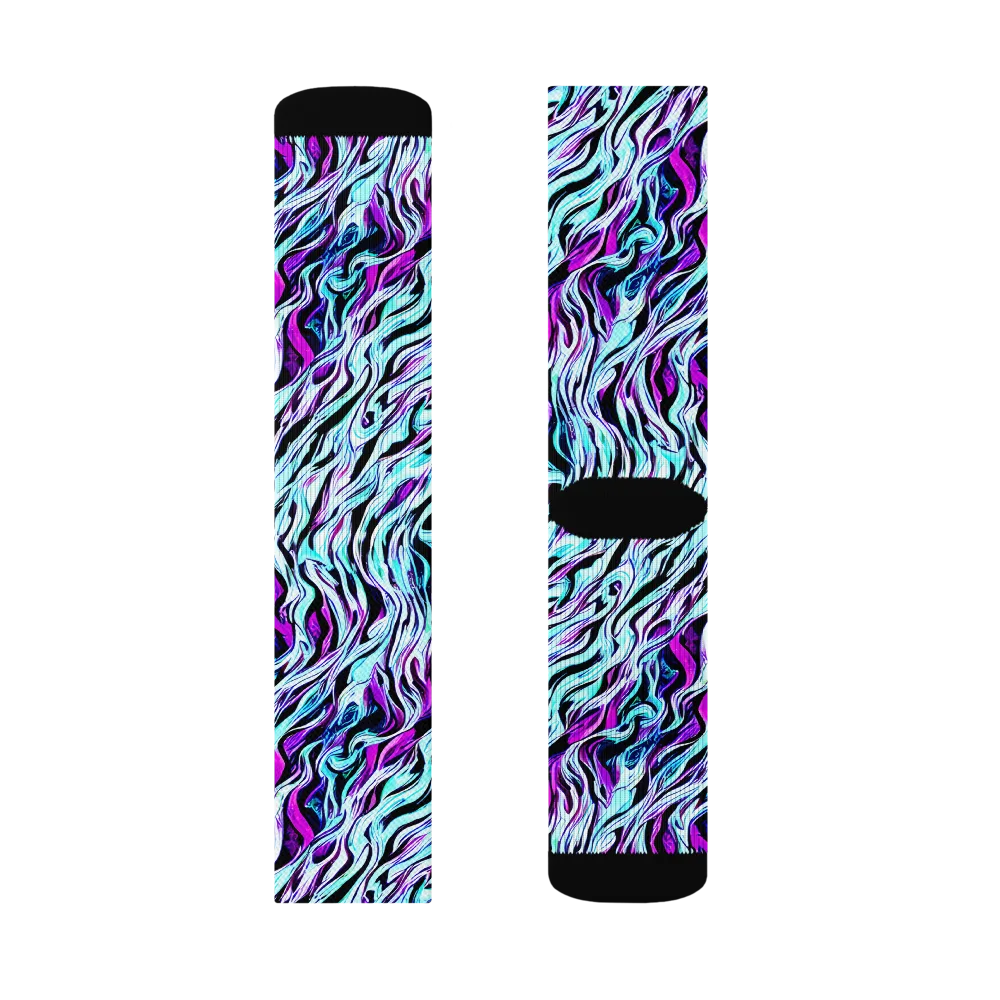 Cyber Zebra on Socks — Right Sock