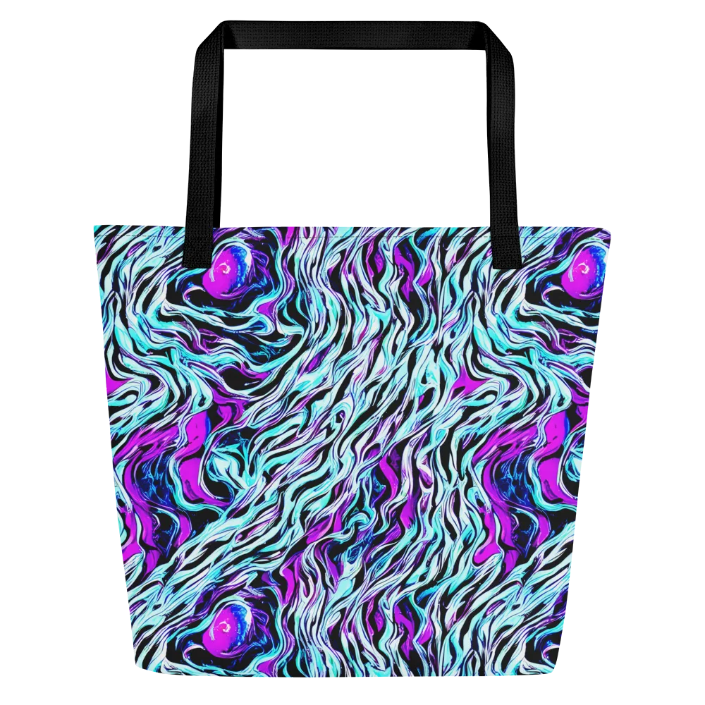 Cyber Zebra on Large Tote Bag W/ Pocket — Front