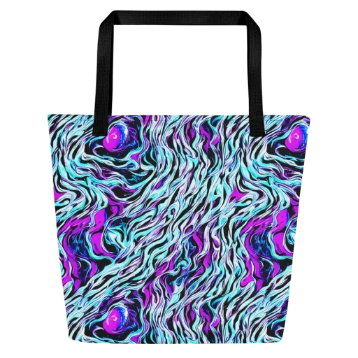 Cyber Zebra on a Large Tote Bag W/ Pocket