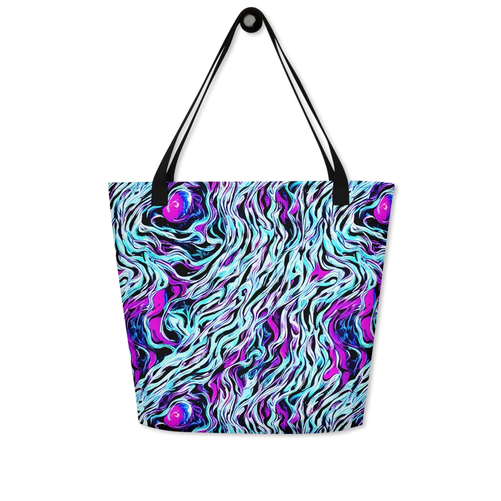 Cyber Zebra on Large Tote Bag W/ Pocket — Front