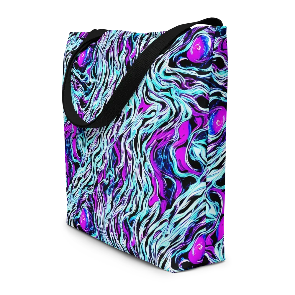 Cyber Zebra on Large Tote Bag W/ Pocket — Front