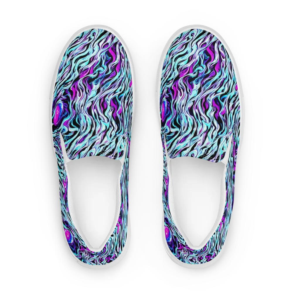 Cyber Zebra on Women's Slip-On Canvas Shoes — Front