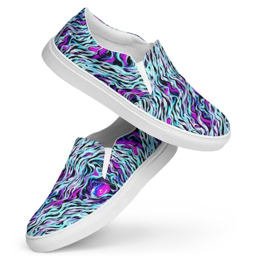 Cyber Zebra on a Women's Slip-On Canvas Shoes