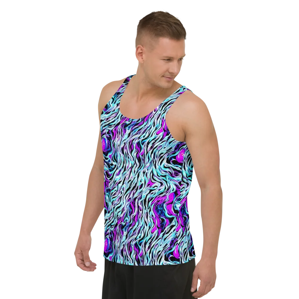 Cyber Zebra on Men's Tank Top — Left Front
