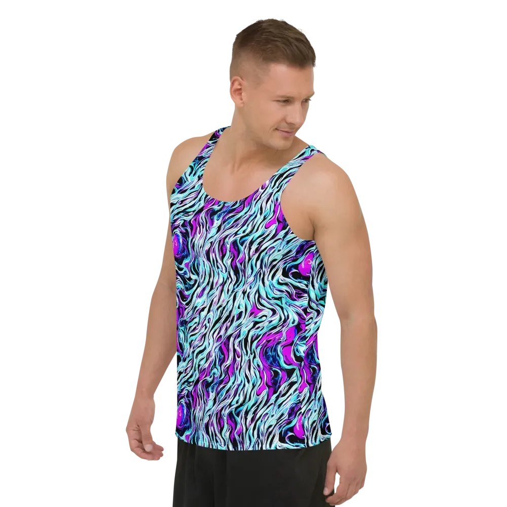 Cyber Zebra on Men's Tank Top — Left Front