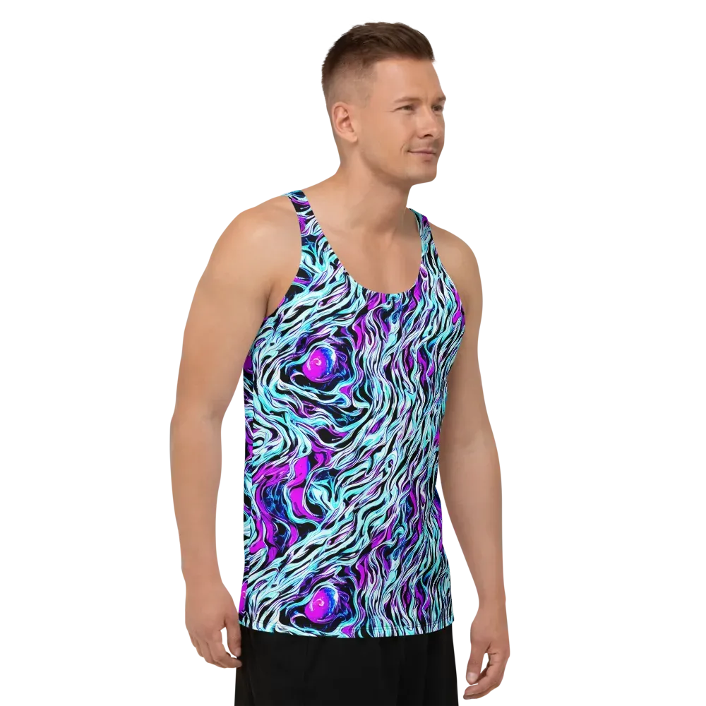 Cyber Zebra on Men's Tank Top — Right Front