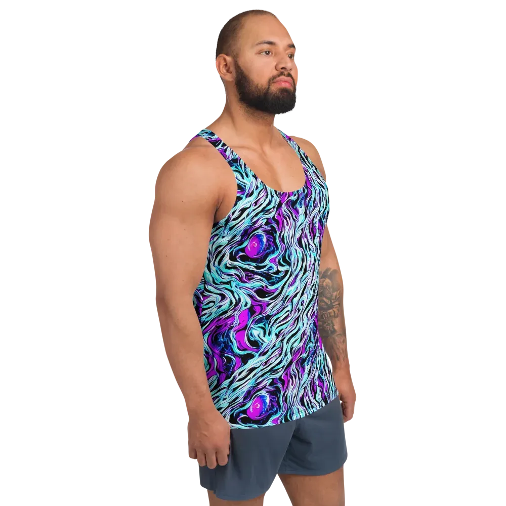 Cyber Zebra on Men's Tank Top — Right Front
