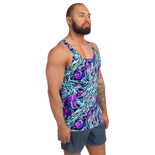 Cyber Zebra on a Men's Tank Top
