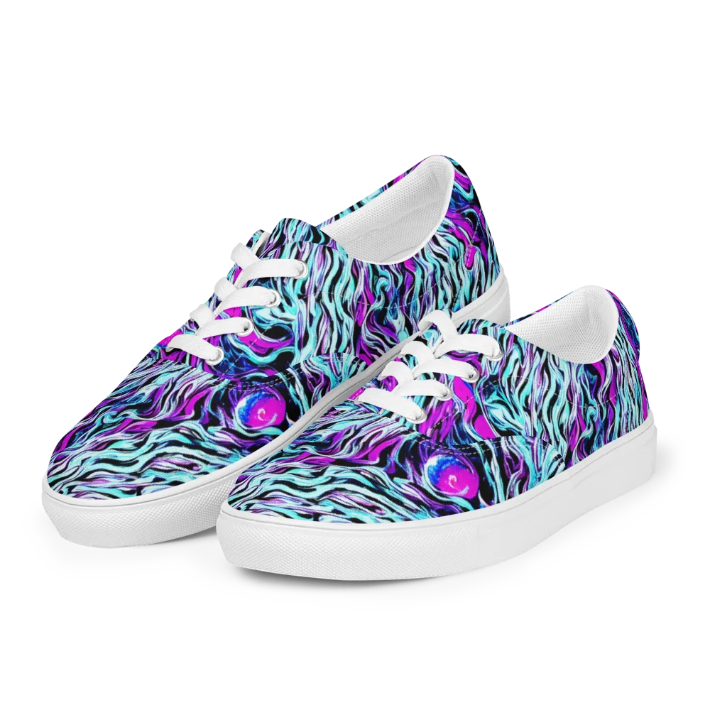 Cyber Zebra on Men's Lace-Up Canvas Shoes — Left Front