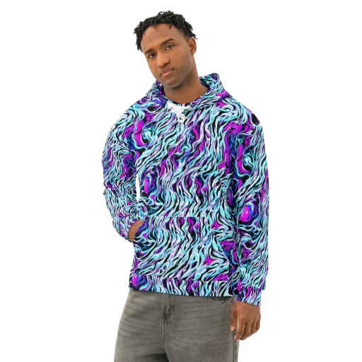 Cyber Zebra on a Cotton Hoodie