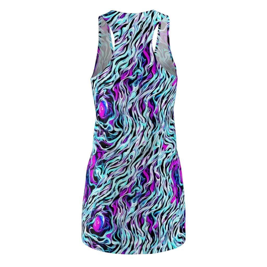 Cyber Zebra on Racerback Dress — Back