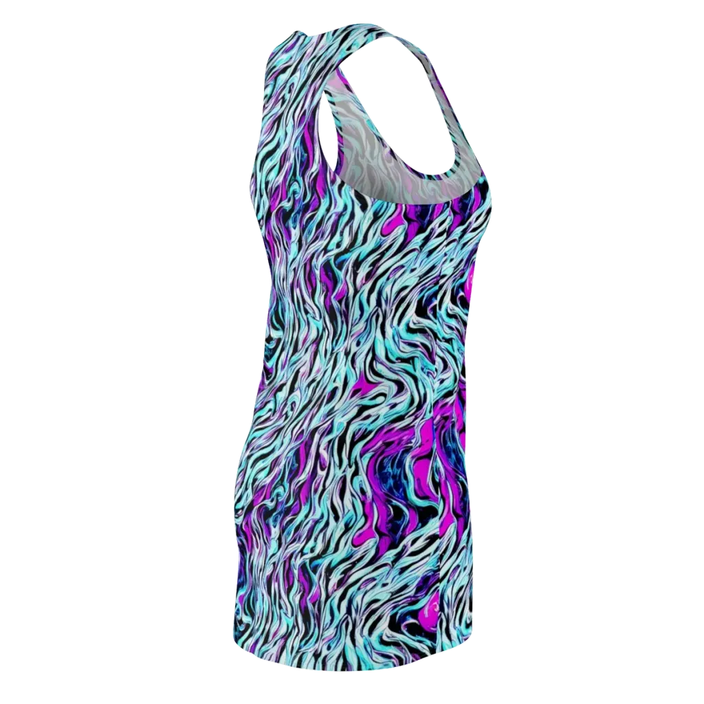 Cyber Zebra on Racerback Dress — Back Side