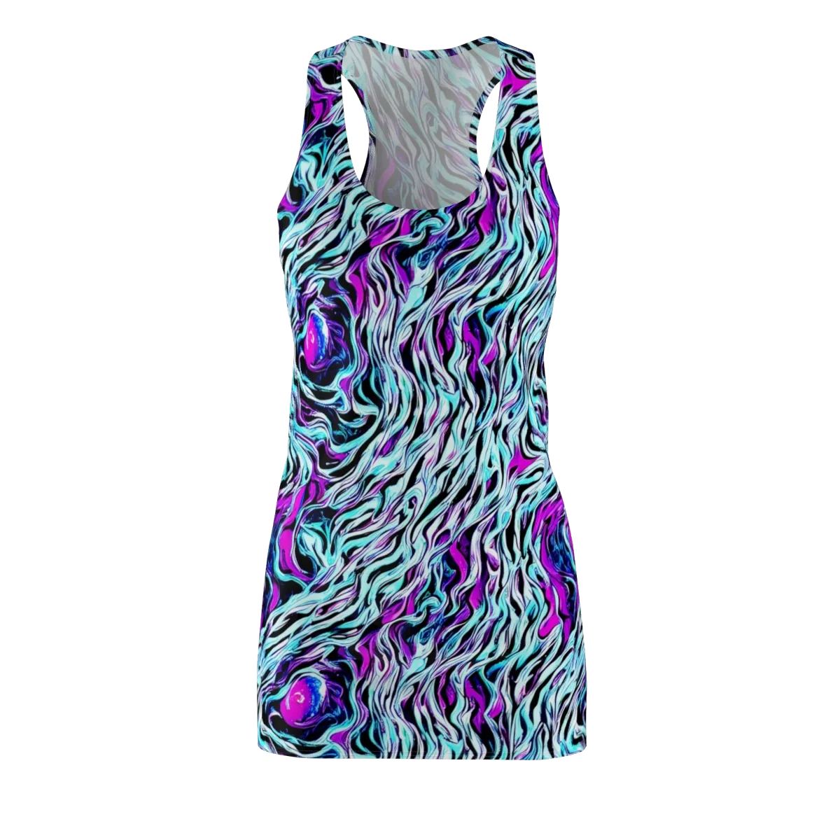 Cyber Zebra on Racerback Dress — Front
