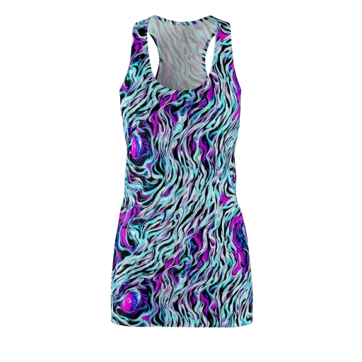 Cyber Zebra on a Racerback Dress