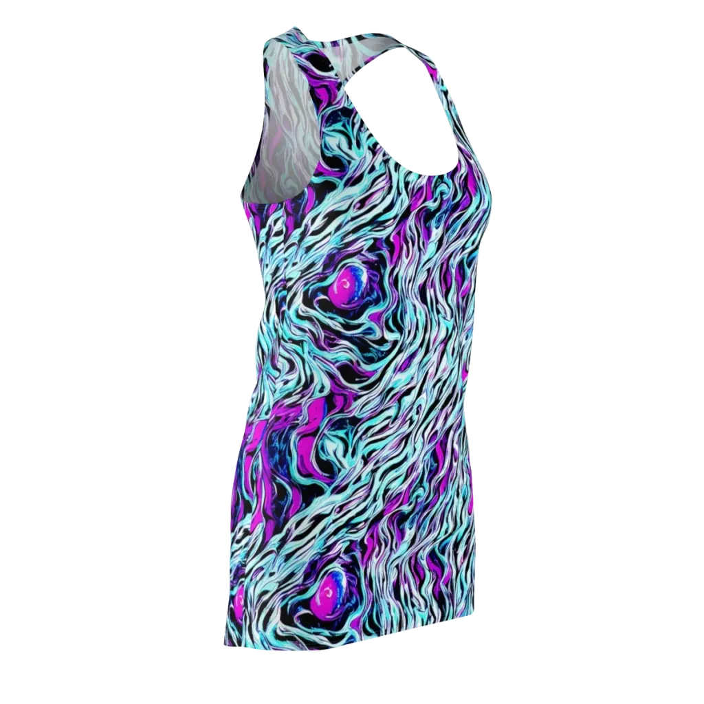 Cyber Zebra on Racerback Dress — Front Side