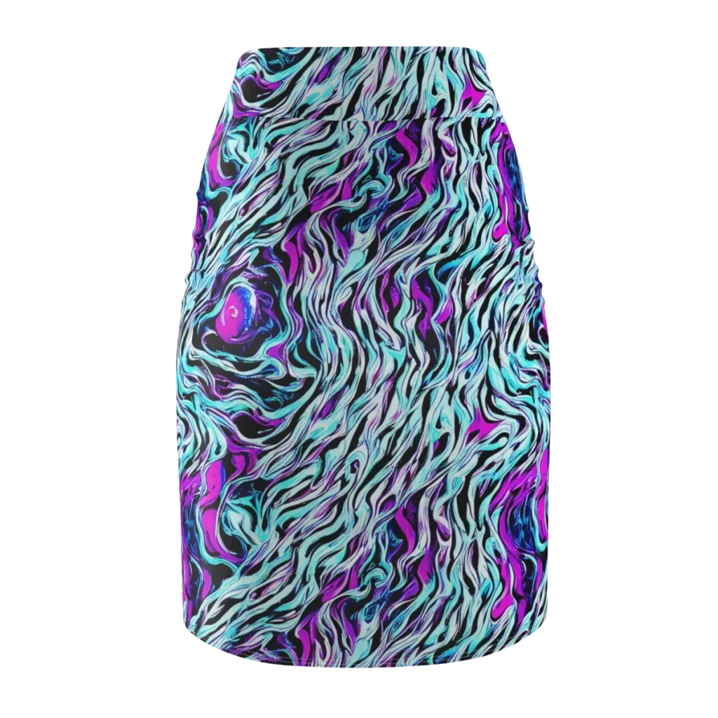 Cyber Zebra on Pencil Skirt — Back