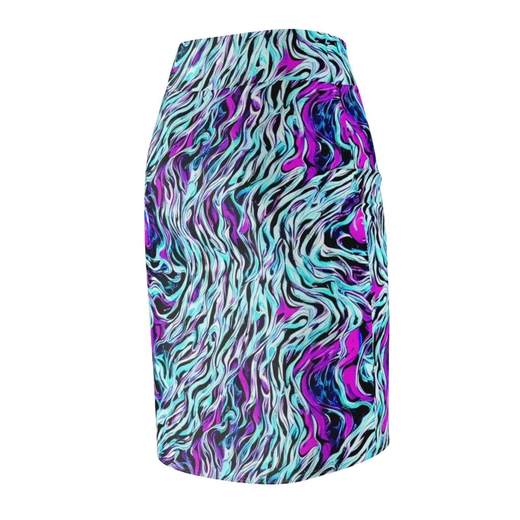 Cyber Zebra on Pencil Skirt — Back Side