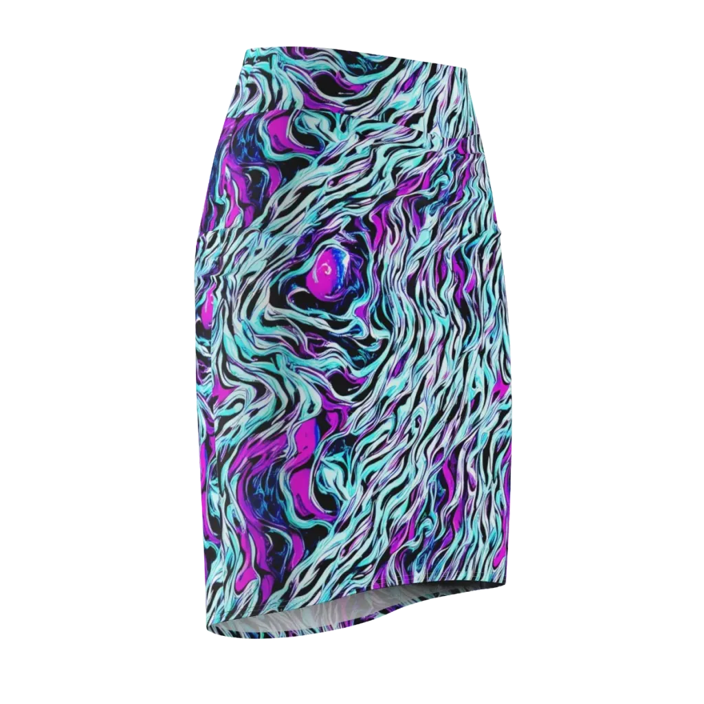 Cyber Zebra on Pencil Skirt — Front Side