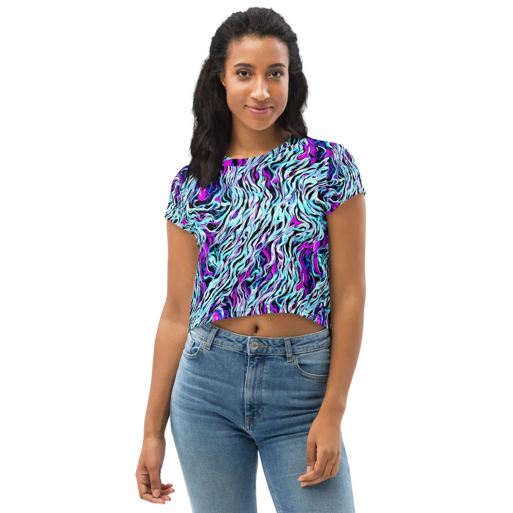 Cyber Zebra on Crop Tee — Front