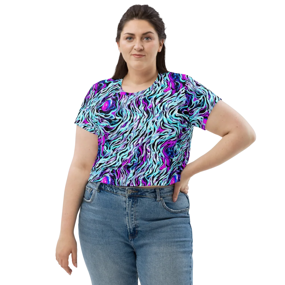 Cyber Zebra on Crop Tee — Front