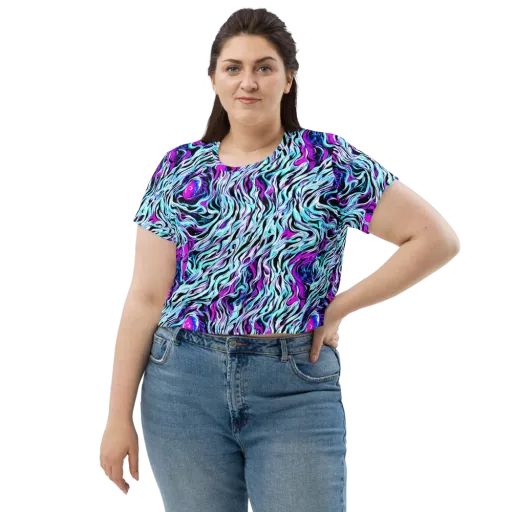 Cyber Zebra on a Crop Tee