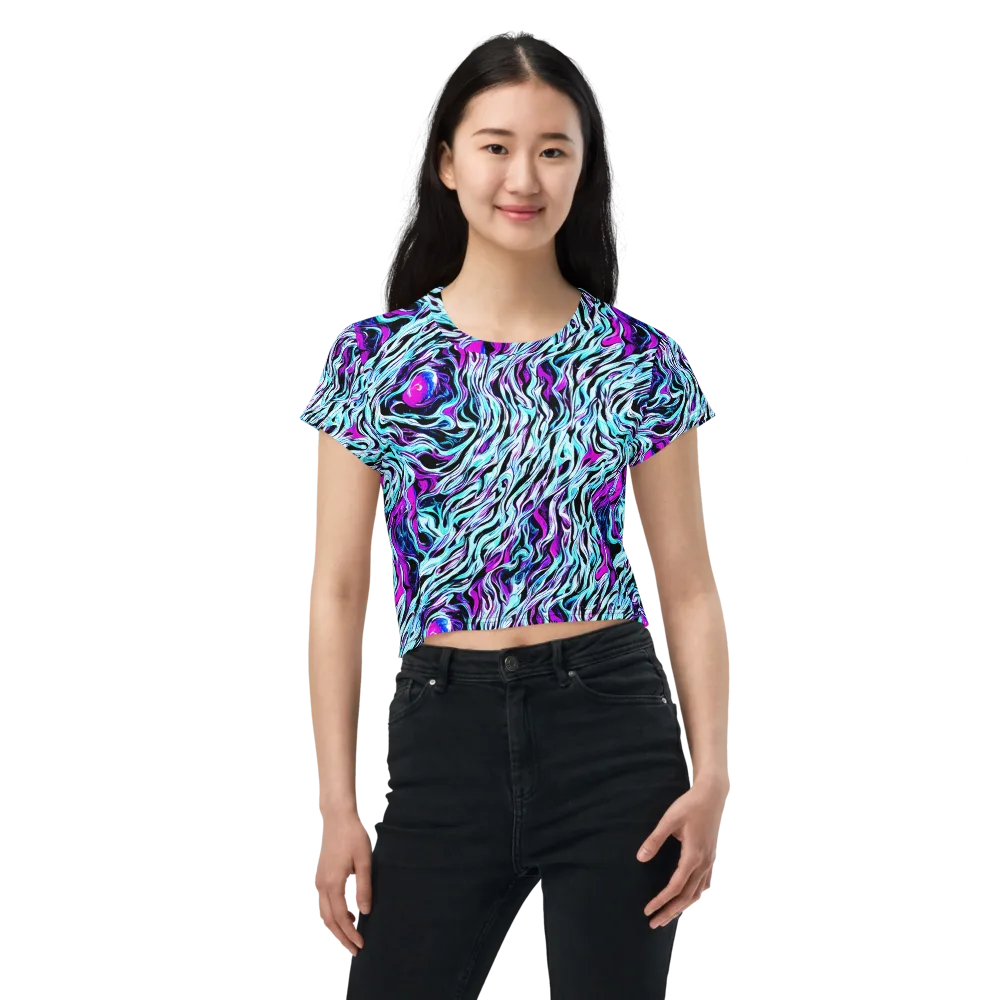 Cyber Zebra on Crop Tee — Front