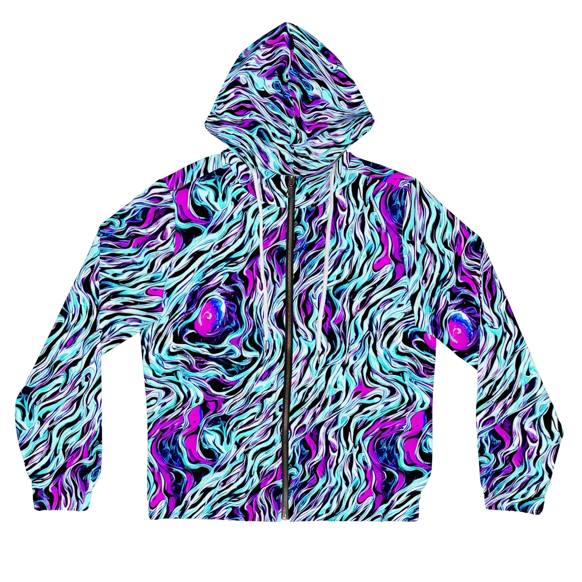 Cyber Zebra on Women's Full-Zip Hoodie — Front