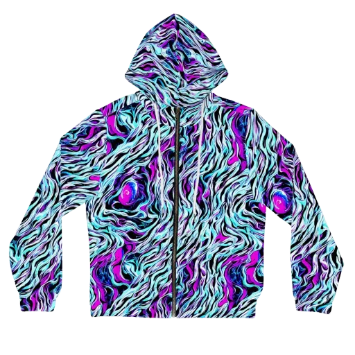 Cyber Zebra on a Women's Full-Zip Hoodie