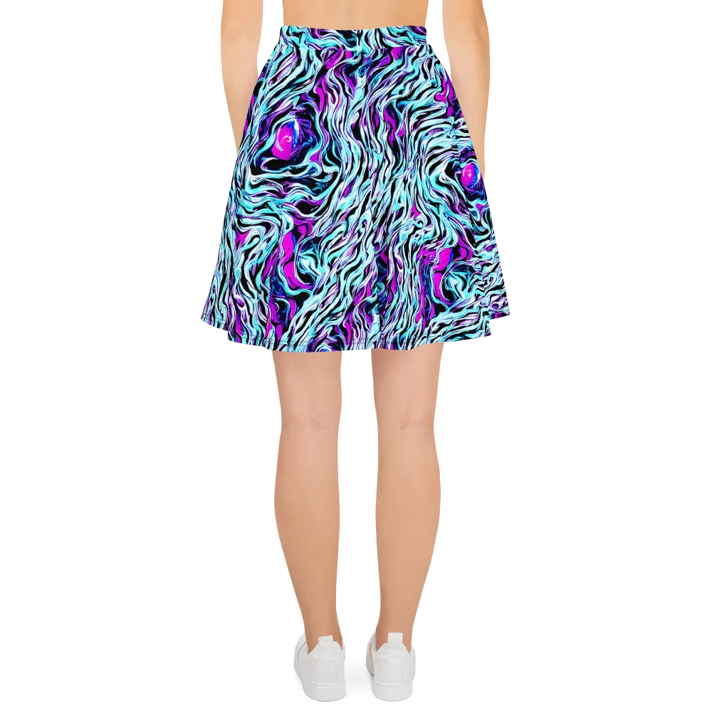 Cyber Zebra on Skater Skirt — Back