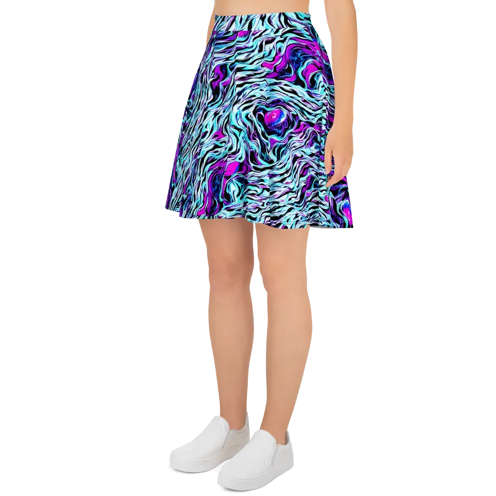 Cyber Zebra on Skater Skirt — Left