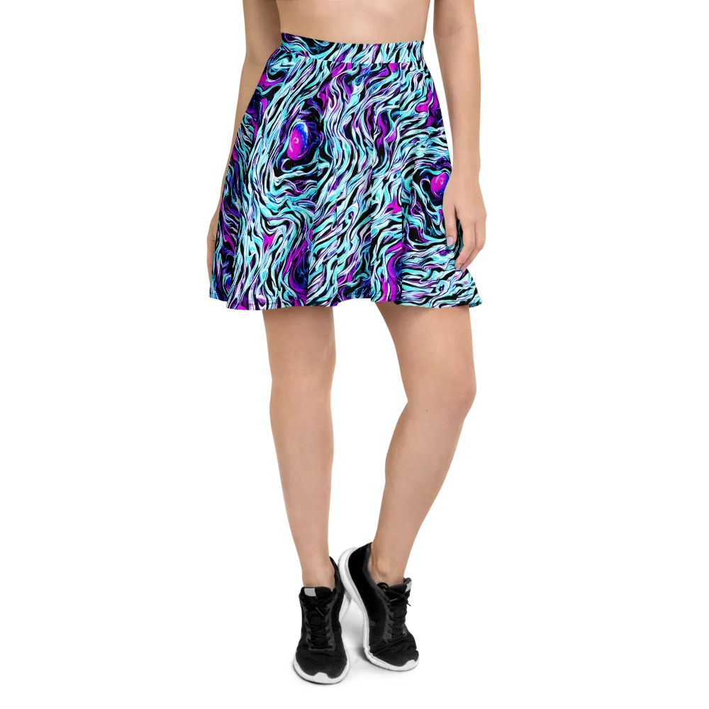 Cyber Zebra on Skater Skirt — Front