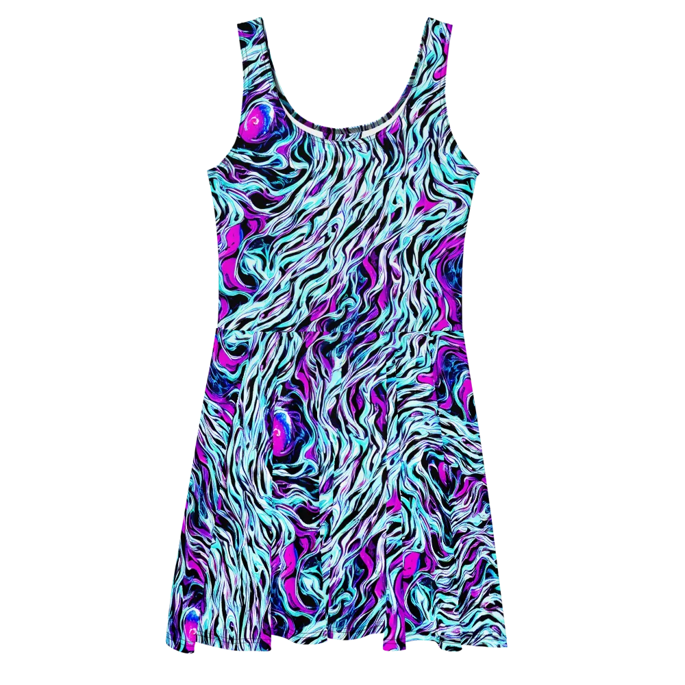 Cyber Zebra on Skater Dress — Front