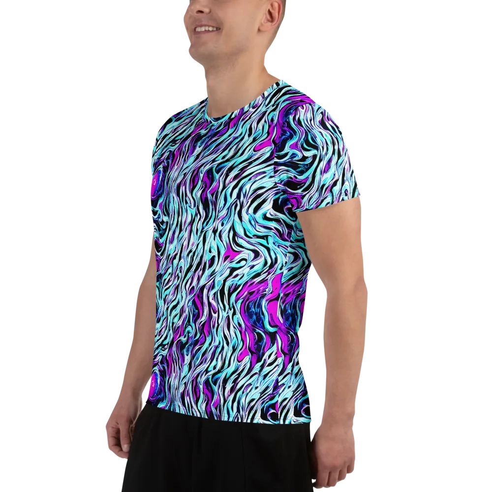 Cyber Zebra on Men's Athletic T-Shirt — Left