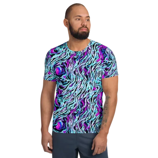 Cyber Zebra on a Men's Athletic T-Shirt