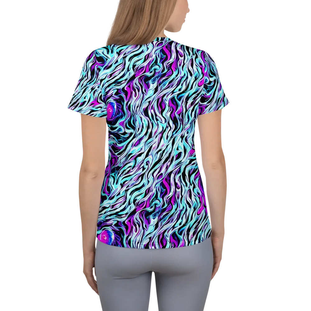 Cyber Zebra on Women's Athletic T-Shirt — Back