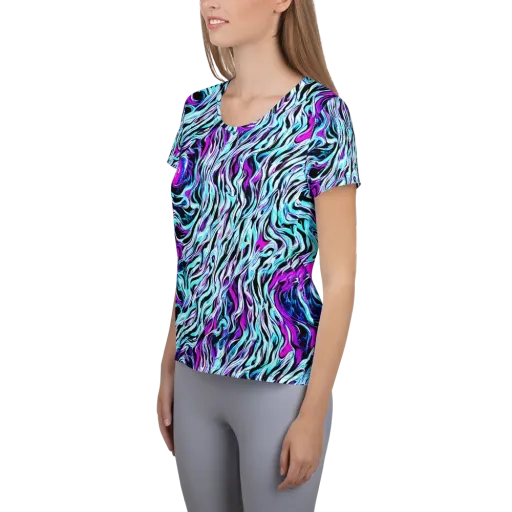 Cyber Zebra on a Women's Athletic T-Shirt