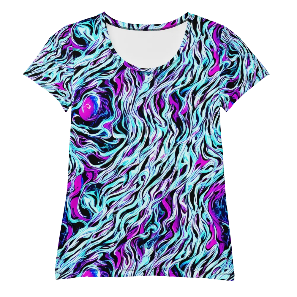 Cyber Zebra on Women's Athletic T-Shirt — Front