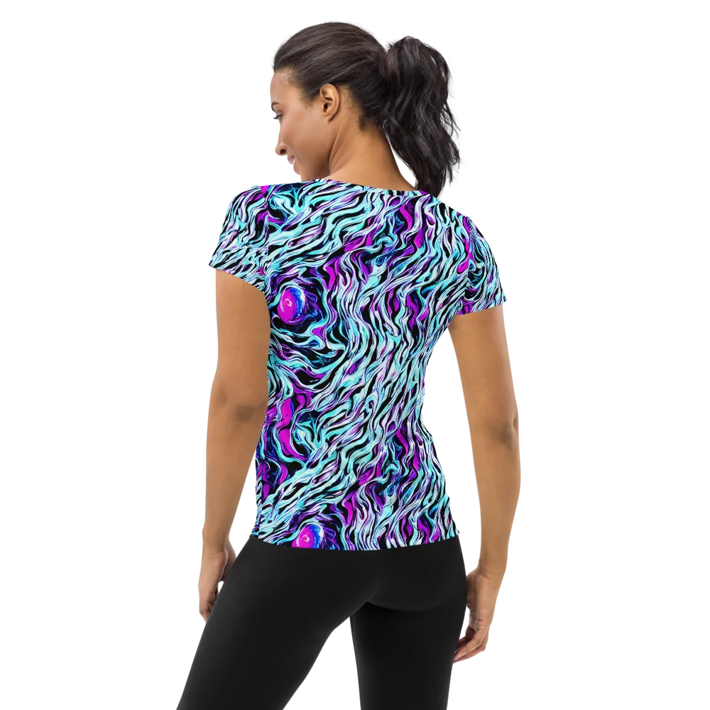Cyber Zebra on Women's Athletic T-Shirt — Back
