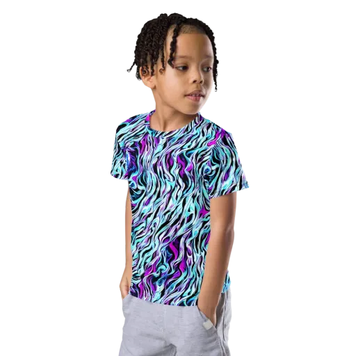 Cyber Zebra on a Kids Crew Neck T-Shirt