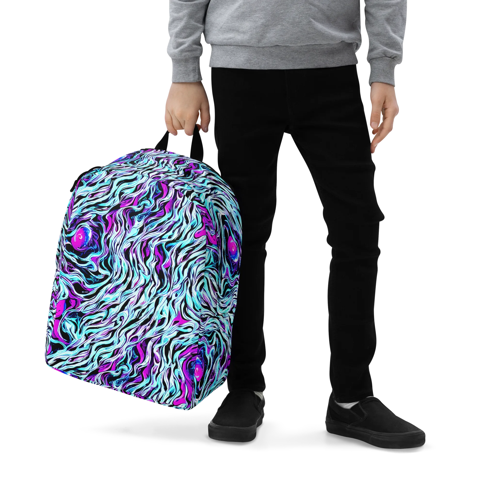 Cyber Zebra on Minimalist Backpack — Zoomed-in