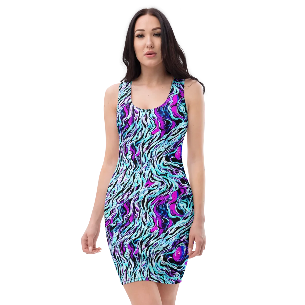 Cyber Zebra on Bodycon Dress — Front