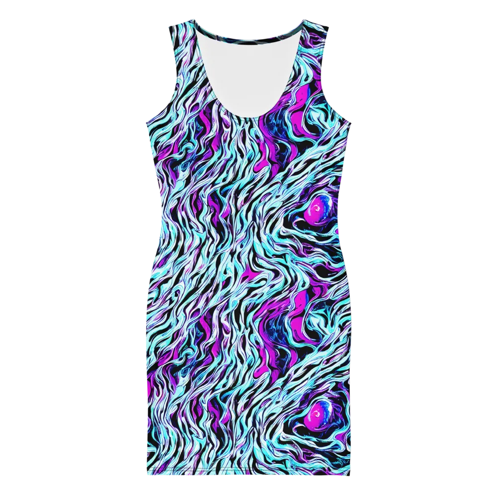 Cyber Zebra on Bodycon Dress — Front