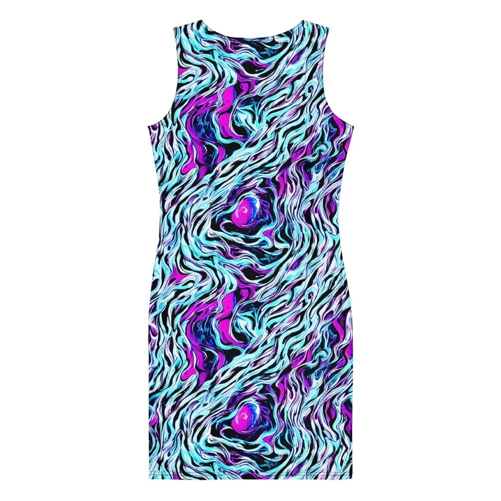 Cyber Zebra on Bodycon Dress — Back