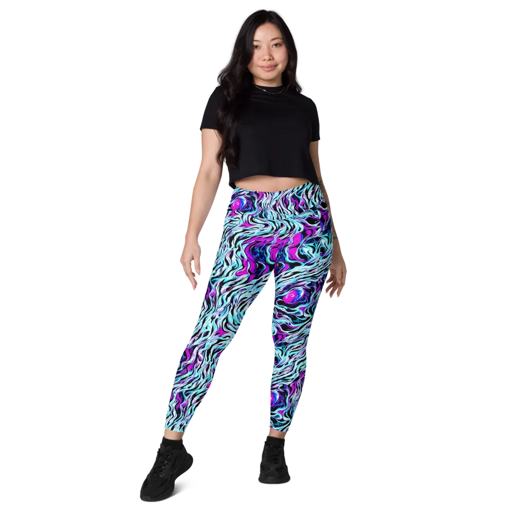 Cyber Zebra on Leggings with Pockets — Front