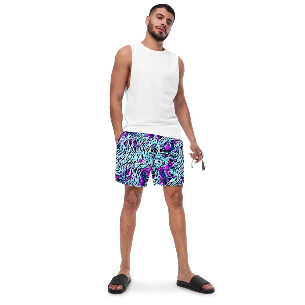 Cyber Zebra on Swim Trunks — Front