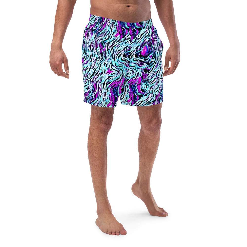Cyber Zebra on Swim Trunks — Front