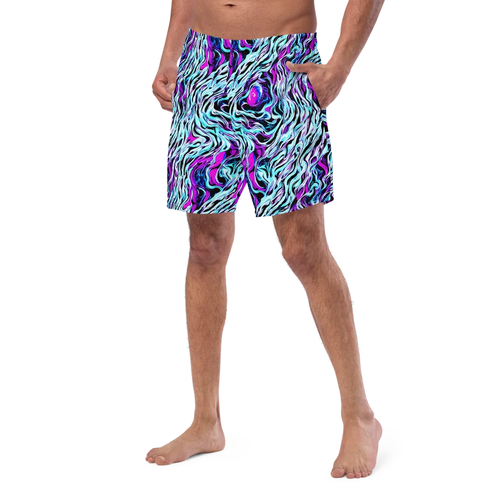 Cyber Zebra on Swim Trunks — Left Front