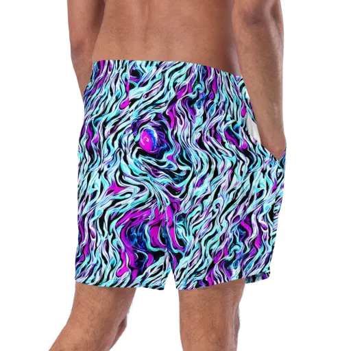 Cyber Zebra on a Swim Trunks