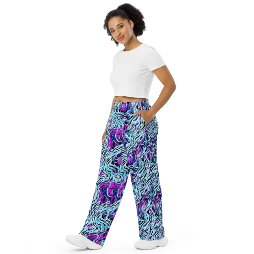 Cyber Zebra on a Wide-Leg Pants